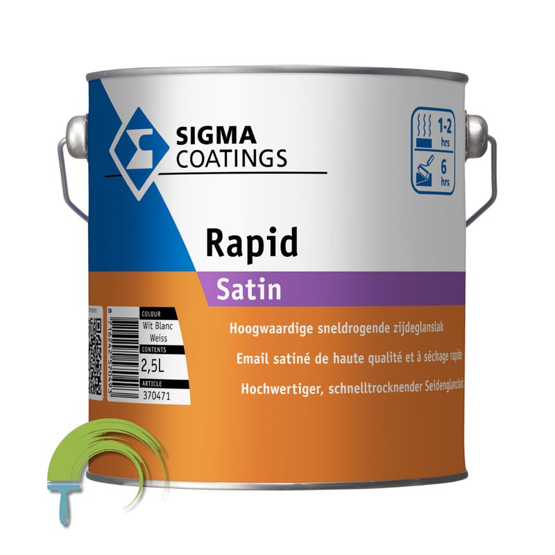Sigma Rapid Satin – laque satinée séchage rapide – à base d’alkyde – intérieur et extérieur – bois, plastique et métal – couv