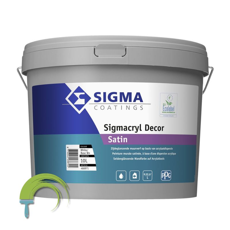 Sigma Sigmacryl Decor Satin Sigmacryl Decor Satin – peinture murale satinée intérieure – sans solvant – Ecolabel – dispersion acrylique – classe 1 lavabl