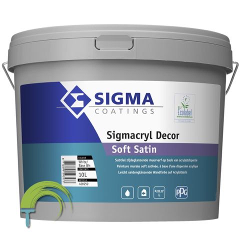 Sigmacryl Decor Soft Satin Sigmacryl Decor Soft Satin – peinture murale satin doux intérieur – Ecolabel – sans solvant – classe 1 lavable – couvrance él