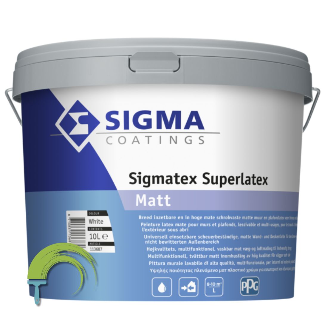 Sigmatex Superlatex Matt – muurverf binnen – mat – latexverf – universeel toepasbaar – schrobklasse 1 – waterdampdoorlatend –