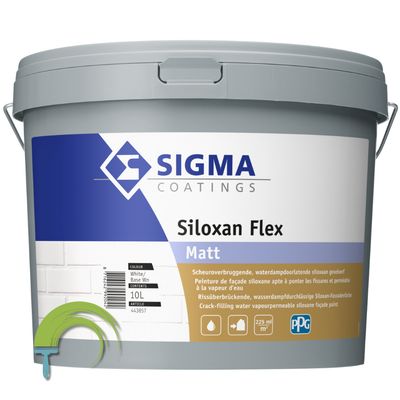 Sigma Siloxan Flex – scheuroverbruggende gevelverf – mat – elastisch – mineraalachtig effect – ademend – beschermt gevels teg