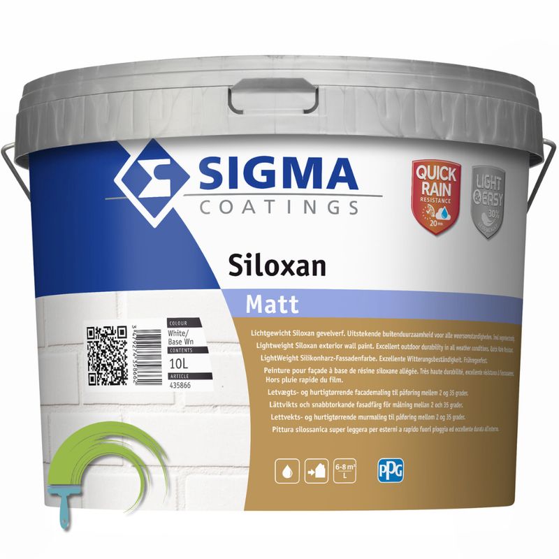 Sigma Siloxan Matt – matte siloxaan gevelverf – ademend – sneldrogend – regendicht – monumentale en historische gevels – duur