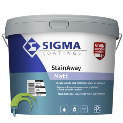Sigma StainAway Matt – peinture murale mate isolante – anti-taches – sans odeur – bloque nicotine, suie, café et eau – pouvoi