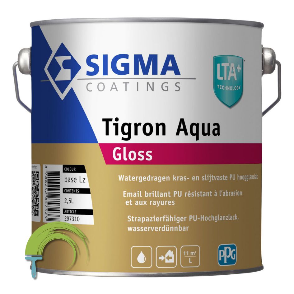 Sigma Tigron Aqua Gloss Sigma Tigron Aqua Gloss – laque brillante à l’eau – résistante aux rayures – durable – bois et métal – intérieur et extérieur