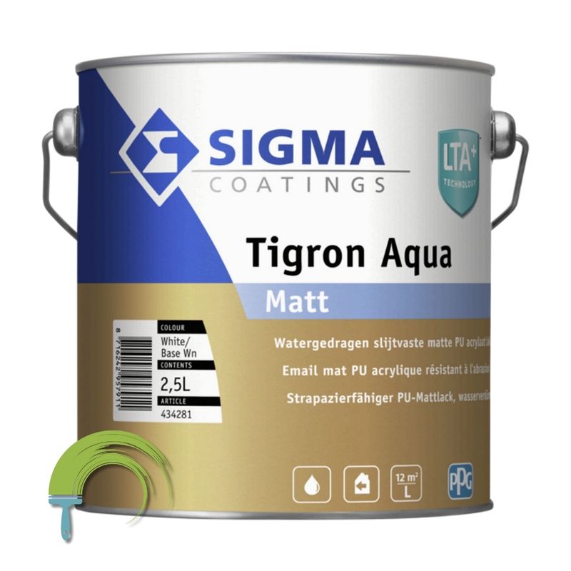 Sigma Tigron Aqua Matt – matte lakverf – watergedragen – slijtvast – stootvast – hout, metaal en pleisterwerk – binnen – duur