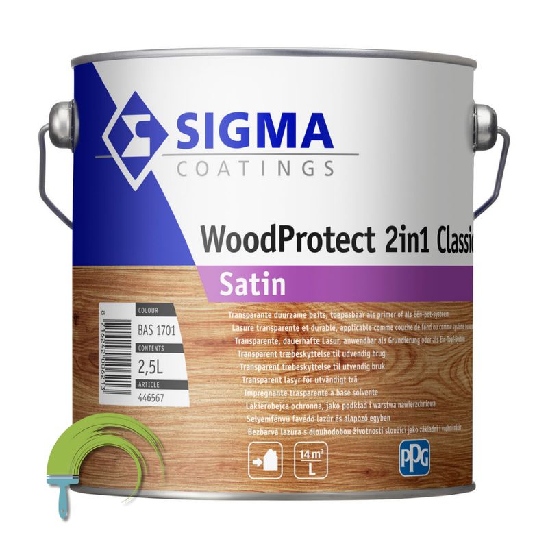 Sigma Woodprotect 2 in 1 Classic Satin Sigma WoodProtect 2in1 Classic Satin – transparante zijdeglans beits voor buitenhout