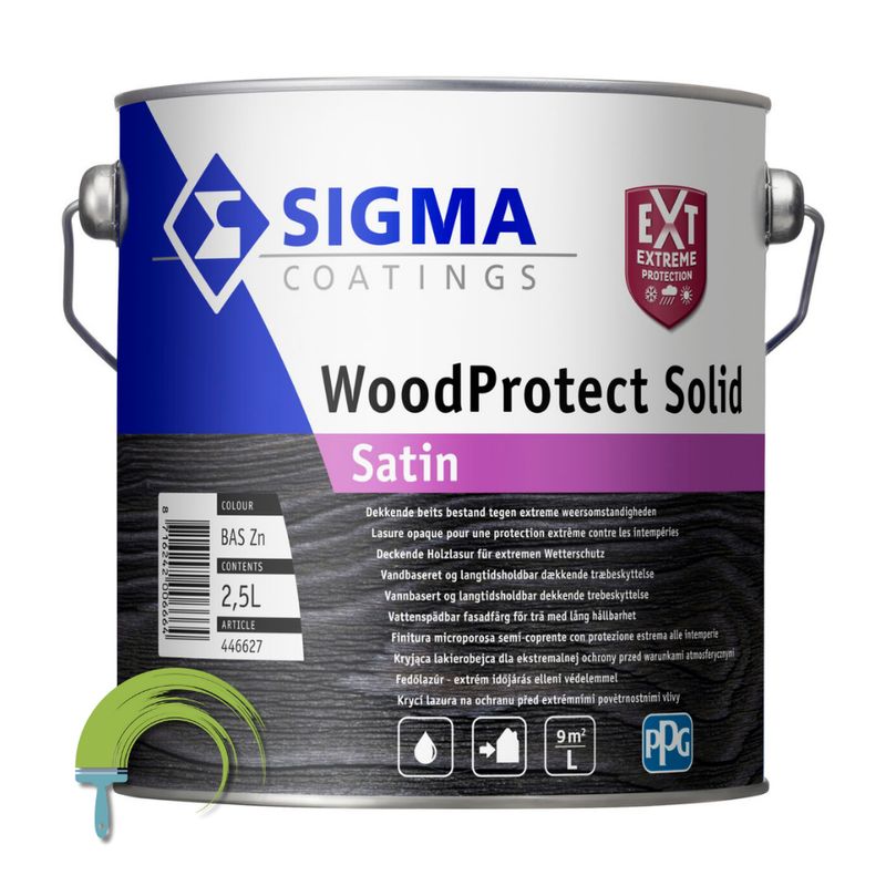 Sigma Woodprotect Solid Satin Sigma WoodProtect Solid Satin – dekkende zijdeglans beits op waterbasis voor buitenhout