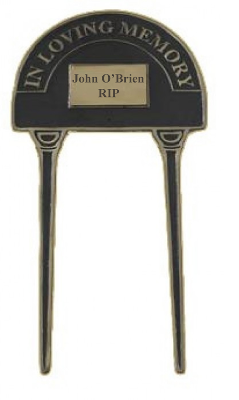 Engraved &quot;In Loving Memory&quot; Double Stake Cast Sign (Brass)