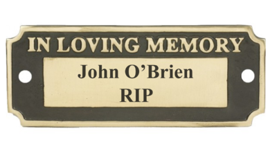 Engraved "In Loving Memory" Cast Bench Sign (Brass)