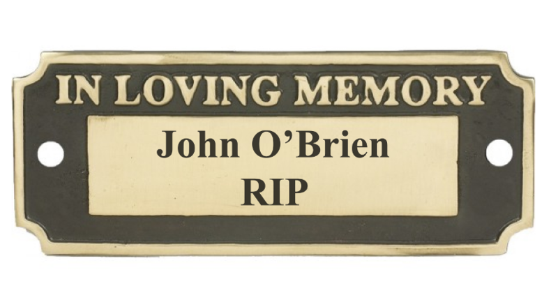 Engraved &quot;In Loving Memory&quot; Cast Bench Sign (Brass)