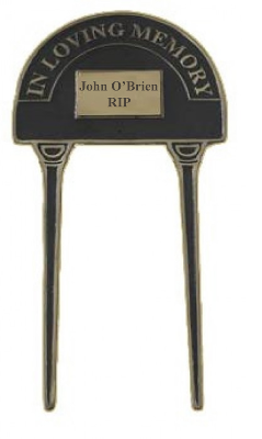 Engraved "In Loving Memory" Double Stake Cast Sign (Brass)