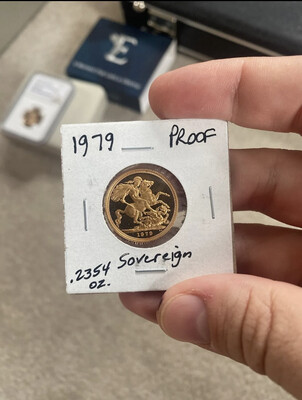 1979 Proof Gold Sovereign - w/copper spots but coin would grade well SALE
