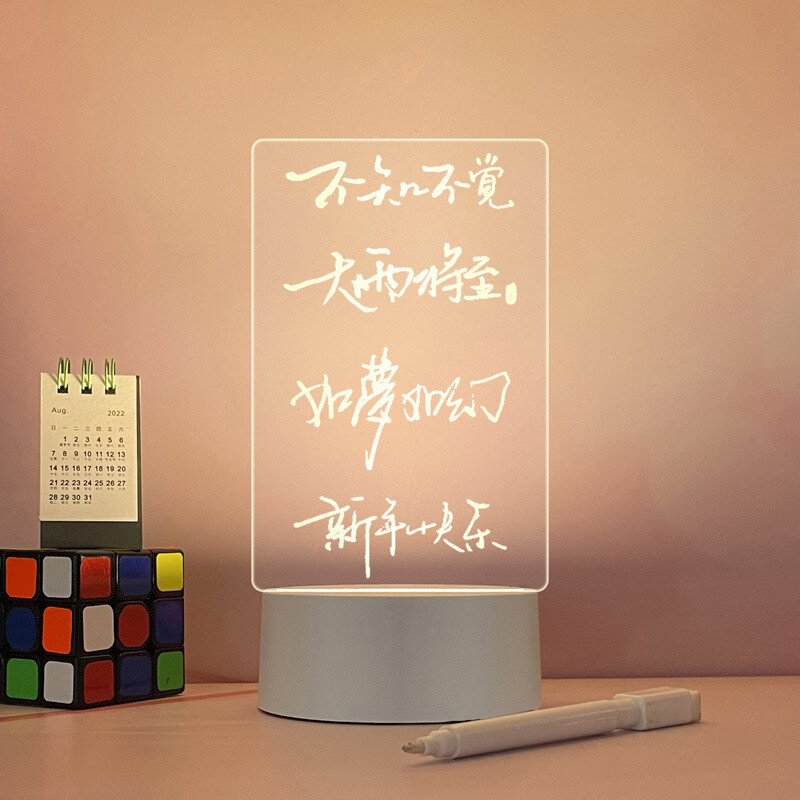 Multi-functional Acrylic Transparent Note Board Luminous Message Board Small Night Light Can Be Wiped Household Memo Prompt Board