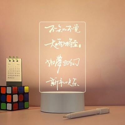 Multi-functional Acrylic Transparent Note Board Luminous Message Board Small Night Light Can Be Wiped Household Memo Prompt Board