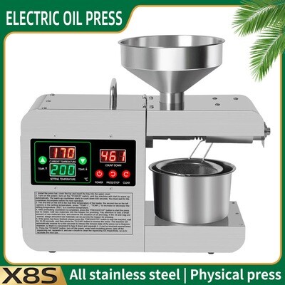 X8S Smart Household Oil Press Small Stainless Steel Kitchen Appliances عصاره زيوت على البارد من الاستانلس ستيل