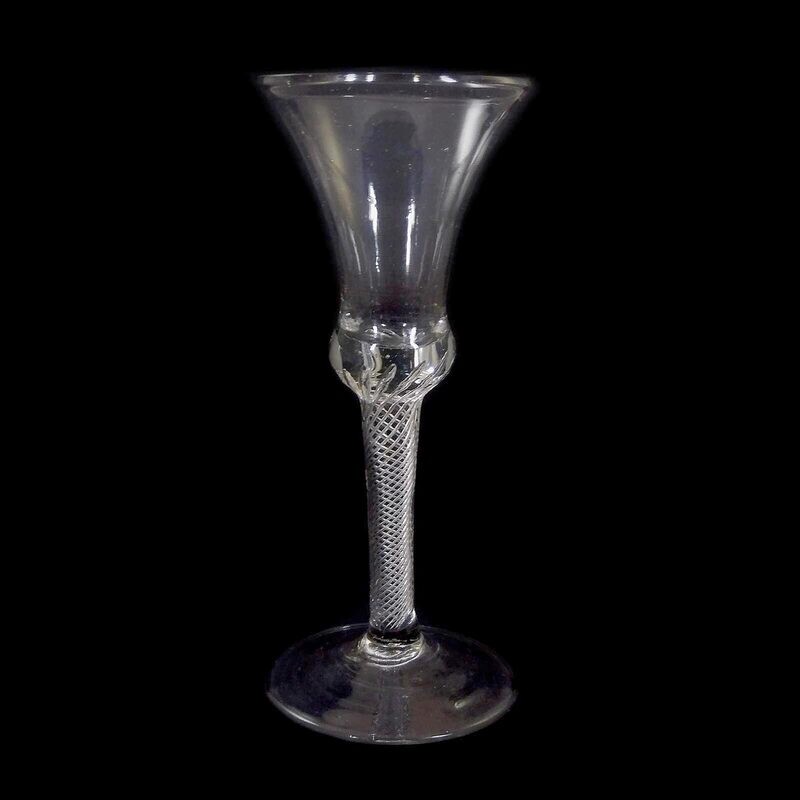 1. of 3. English thread glass with hollow threads made of colorless glass, England, 18th century.