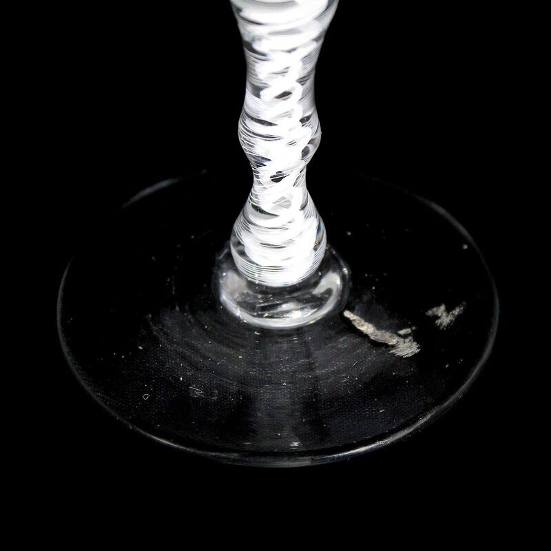 Thread glass with spirally enclosed milk glass threads, England around 1765