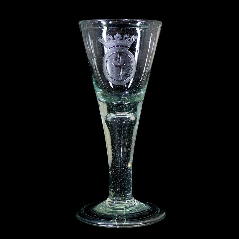 1st of 4. Pointed goblet with folded edge and engraved coat of arms, Altmünden