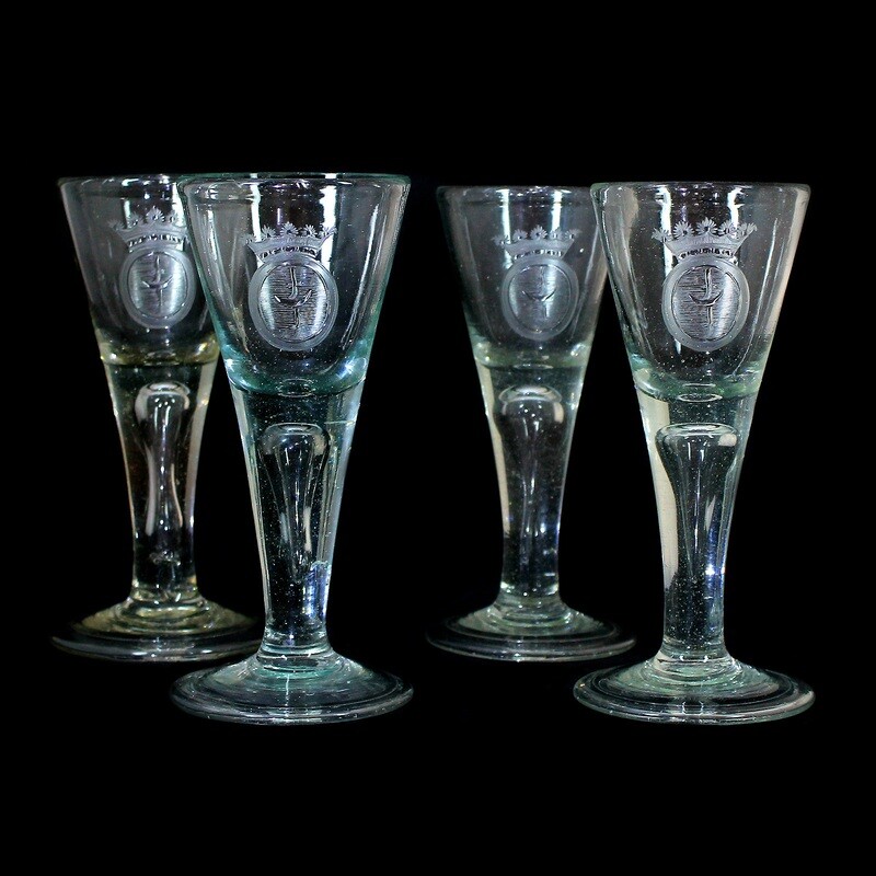 1st of 4. Pointed goblet with folded edge and engraved coat of arms, Altmünden