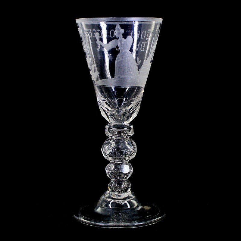 Erotica cup with a cut depiction of a lady, Saxony around 1730-40