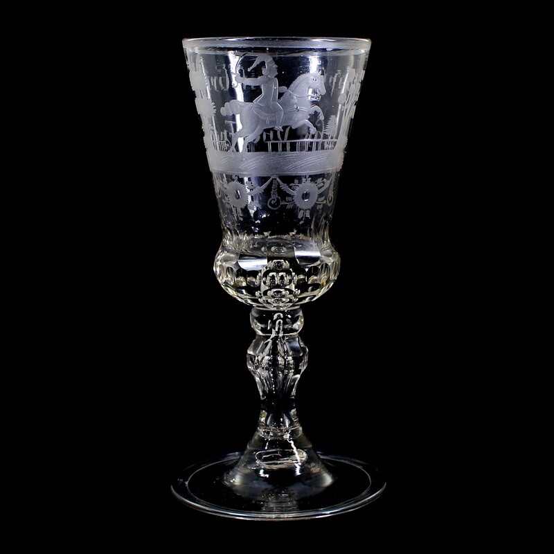 Cup with a cut depiction of a rider, Glücksburger Hütte around 1730-50