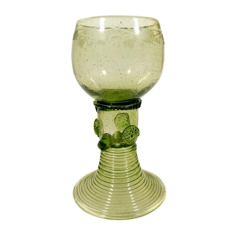 Roman made of green glass with applied berry soup, Thuringia, end of the 18th century.