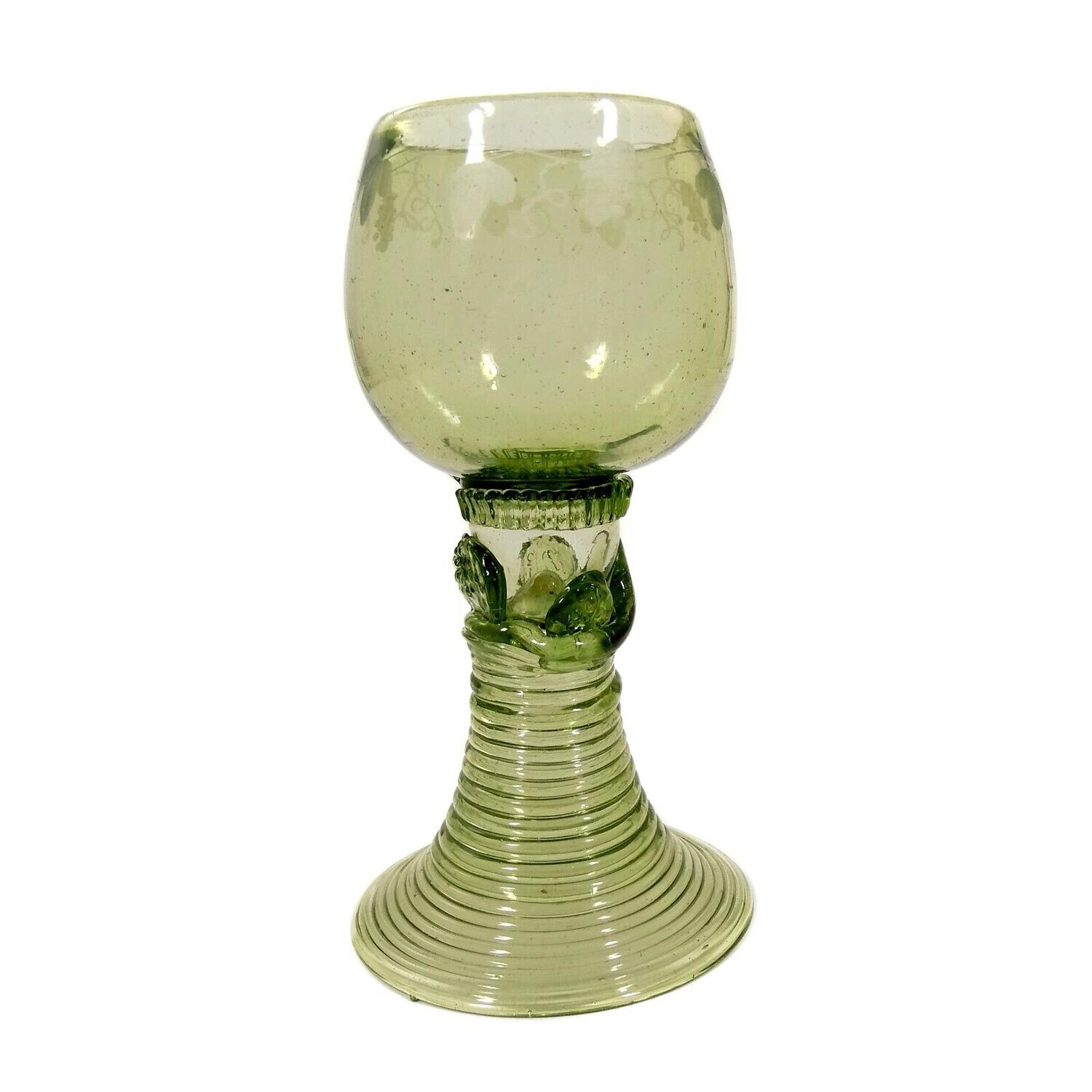 Roman made of green glass with applied berry soup, Thuringia, end of the 18th century.