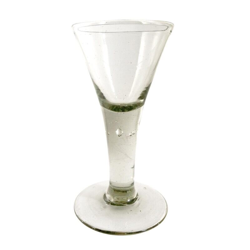 Large pointed goblet with seven pierced air beads in the shaft, late 18th century.