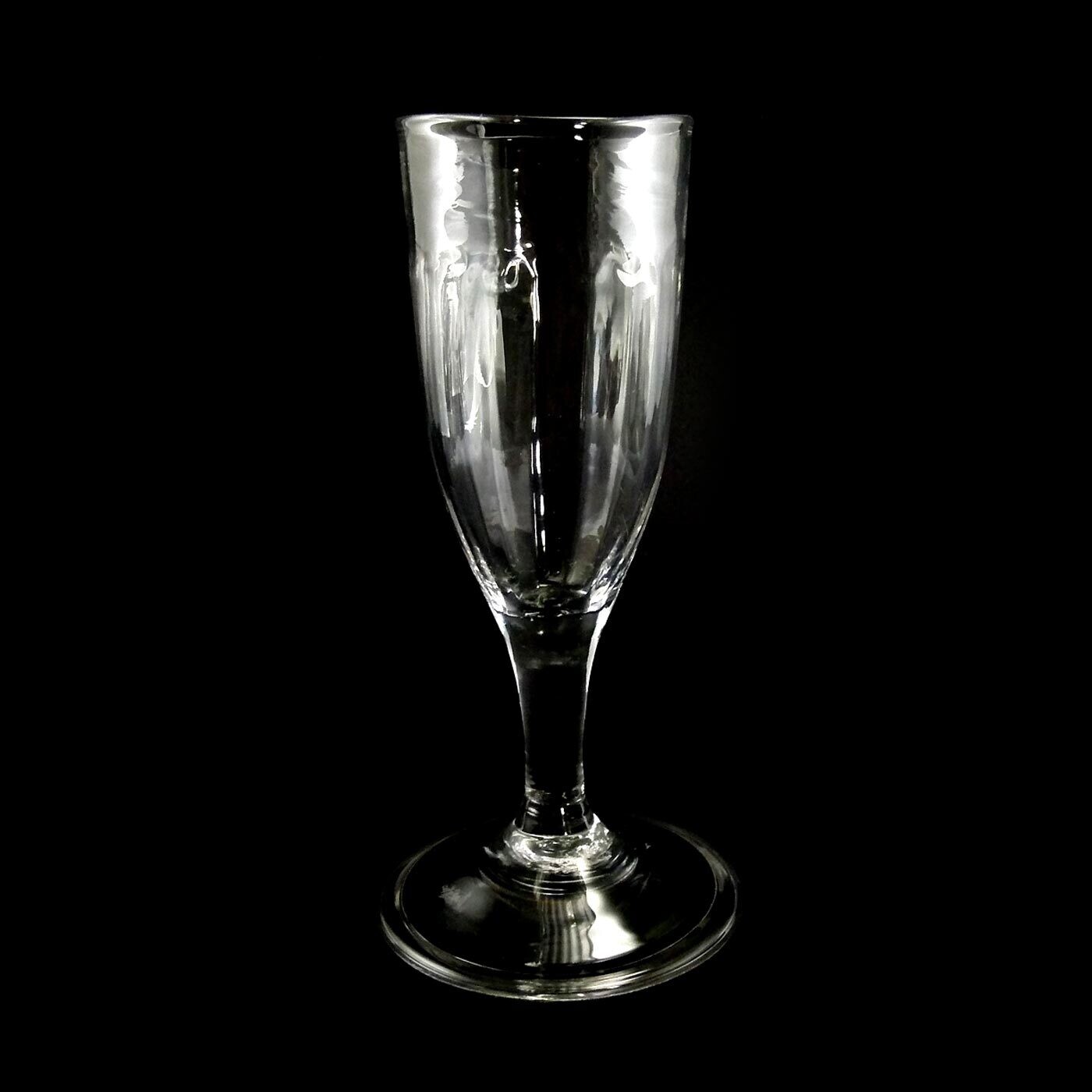 Goblet glass / flute with folded rim &amp; rib decoration, North German 18th century.
​
