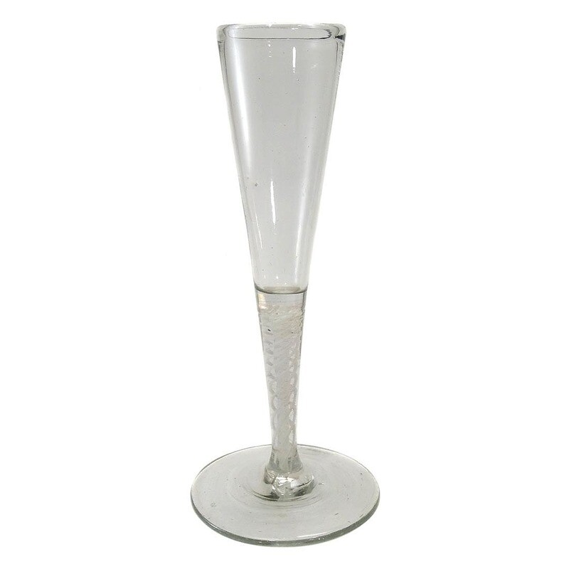 North German flute with white spiral glass threads, 2nd half of the 18th century.