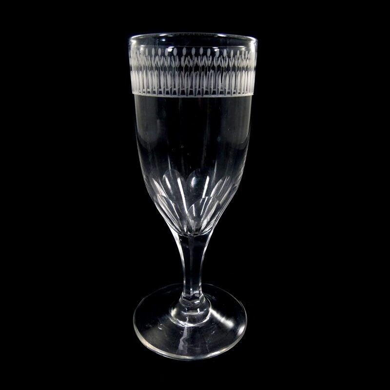 1st of 3. Champagne flute with lancet-cut border &amp; pinhead flowers, Lauenstein