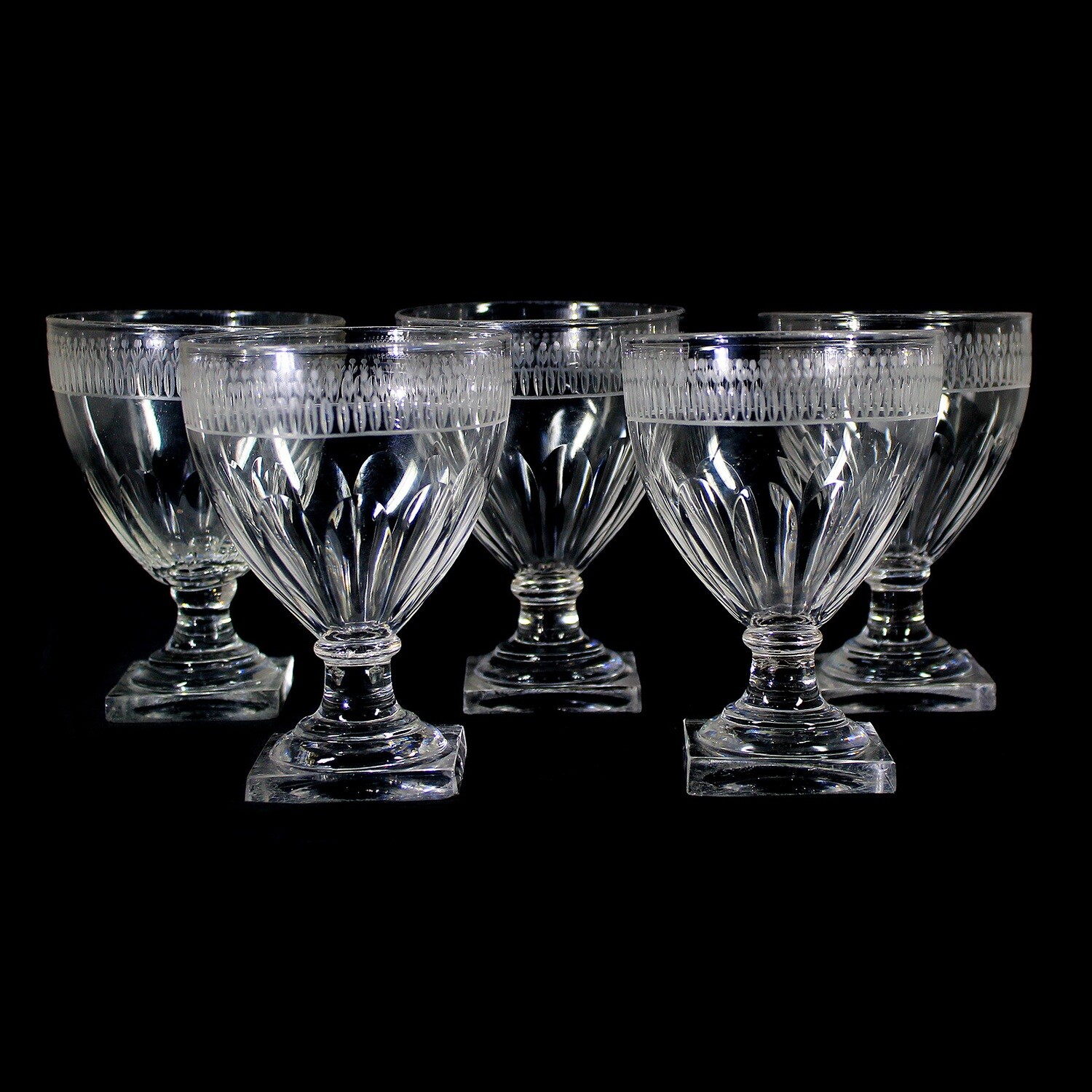 1st of 5. Footed cup with lancet-cut border &amp; pinhead flowers, Lauenstein