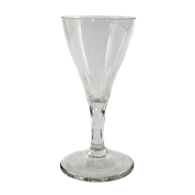 Goblet glass with prism-faceted shaft, Lauenstein around 1820