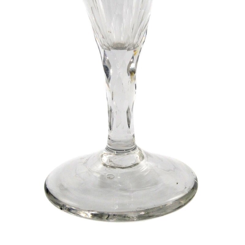 Goblet glass with prism-faceted shaft, Lauenstein around 1820