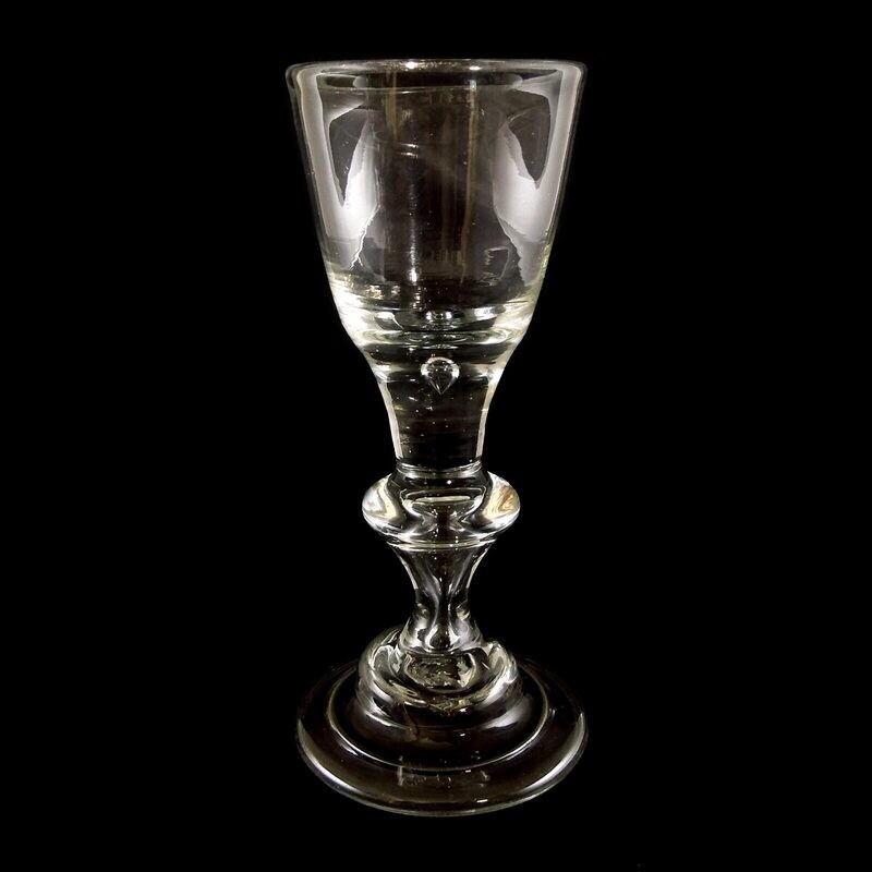 Lauenstein goblet with bell base, air pearl in nodus &amp; shaft, end of 18th century.
