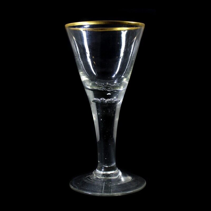 Lauenstein pointed goblet with pierced air beads and gold rim, around 1770