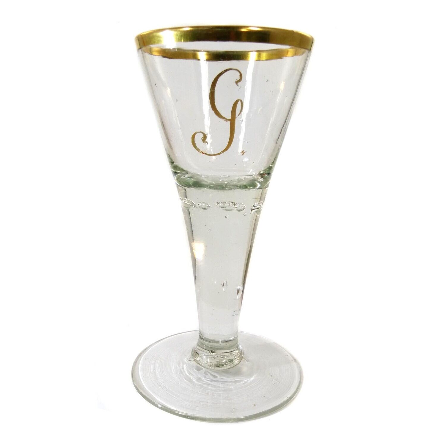 Lauensteiner pointed goblet with gold rim &amp; decorated. Air beads, 2nd half of the 18th century.