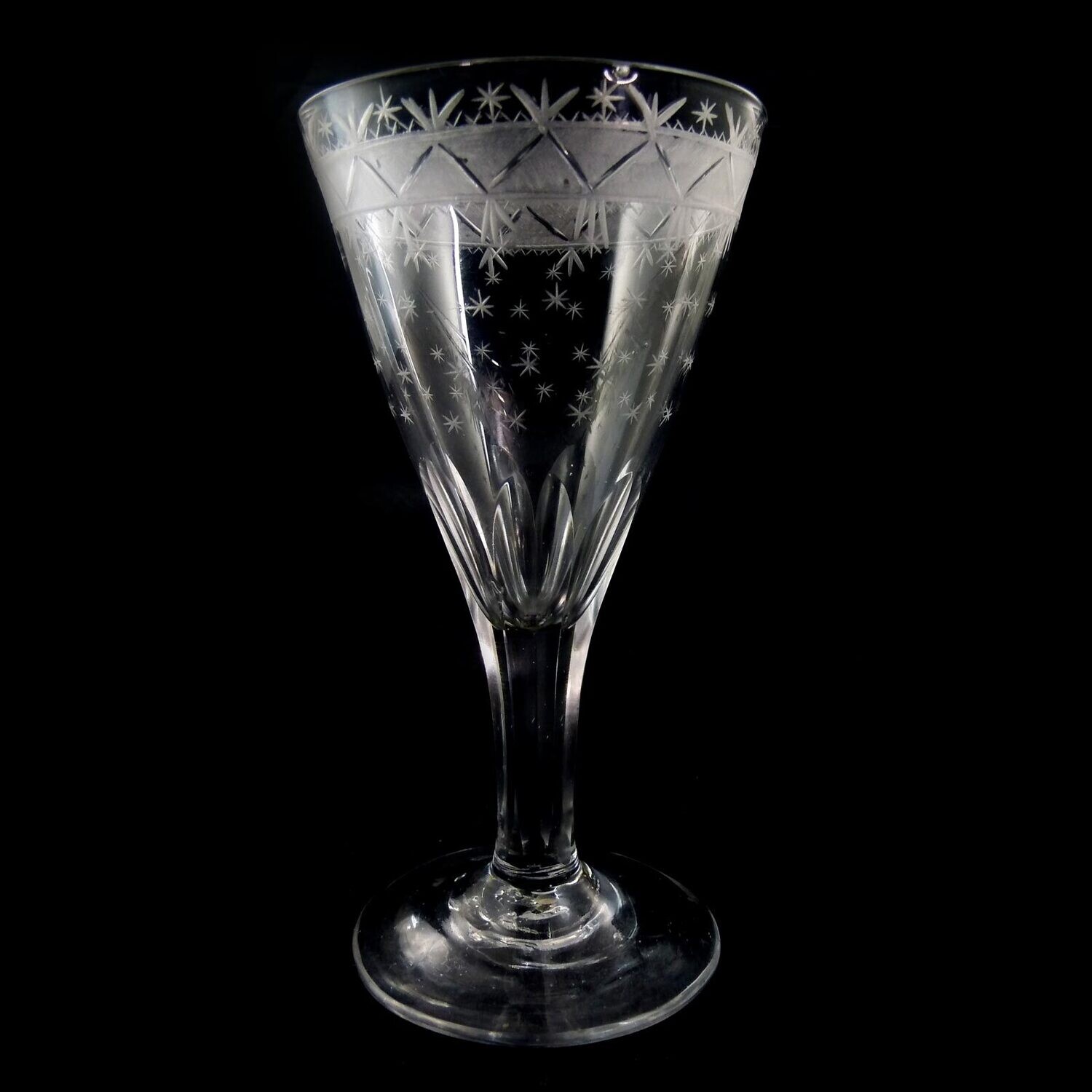 Southern wine glass with zigzag band &amp; star decoration, Lauenstein around 1810