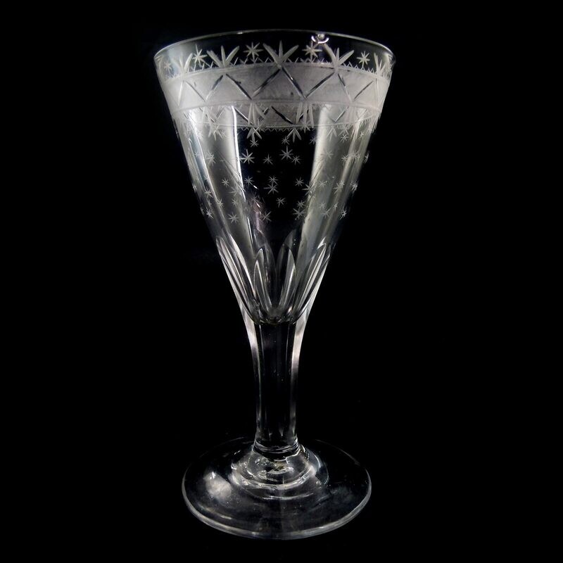 Southern wine glass with zigzag band &amp; star decoration, Lauenstein around 1810