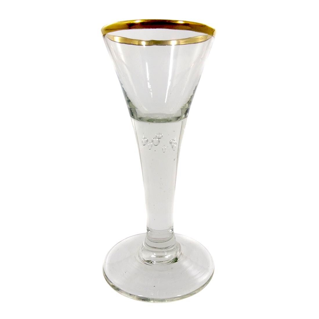 Lauensteiner pointed goblet with gold rim &amp; decorated. Air beads, 2nd half of the 18th century.
