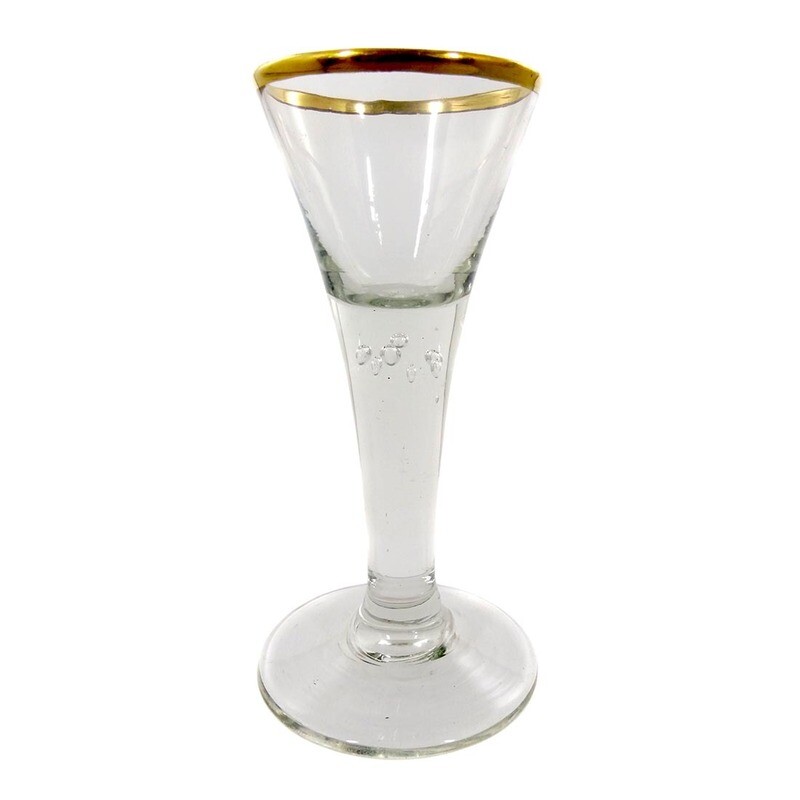 Lauensteiner pointed goblet with gold rim &amp; decorated. Air beads, 2nd half of the 18th century.