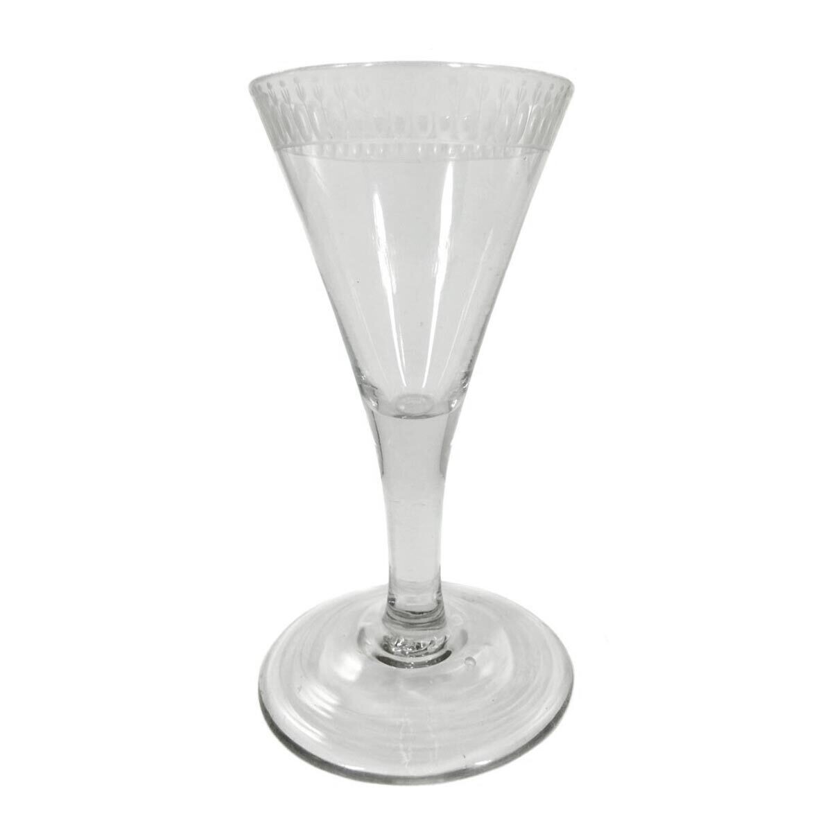 Southern wine glass with lancet cut border &amp; pinhead flowers, Lauenstein around 1810