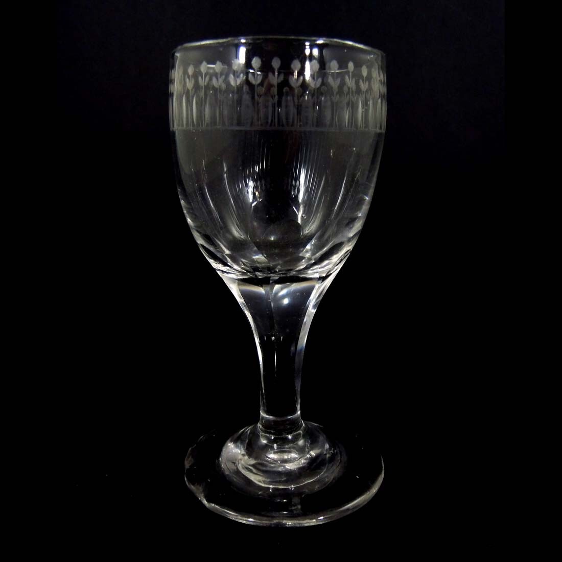 Southern wine glass with lancet cut border &amp; pinhead flowers, Lauenstein around 1810