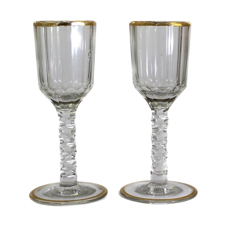 1st of 2. Faceted Russian cup around 1780-1800, Bakhmetyev Glass Manufactory