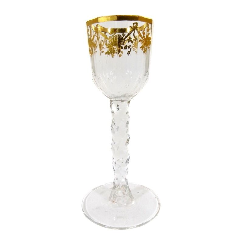 Goblet glass with polished gold painting around 1780-1800, Bakhmetyev Glass Manufactory