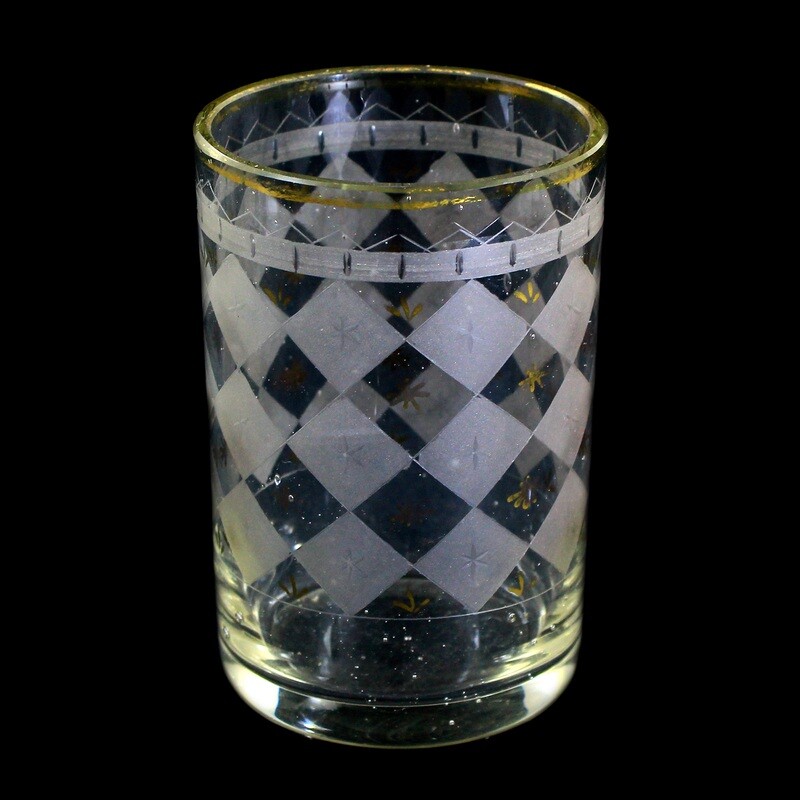 4 tall cups with a diamond pattern and bright pearls around 1840