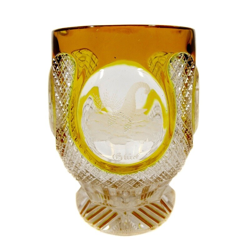 Mug with cut allegories and rising sun, Silesia around 1840