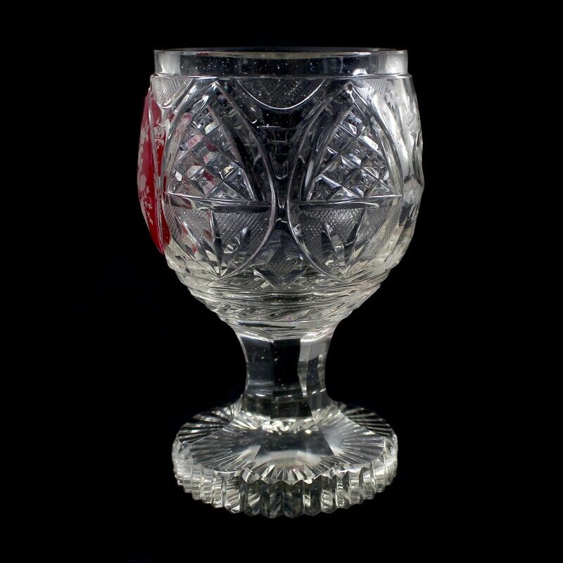 Beaker with cut and inscribed allegories, Bohemia, around 1845-50