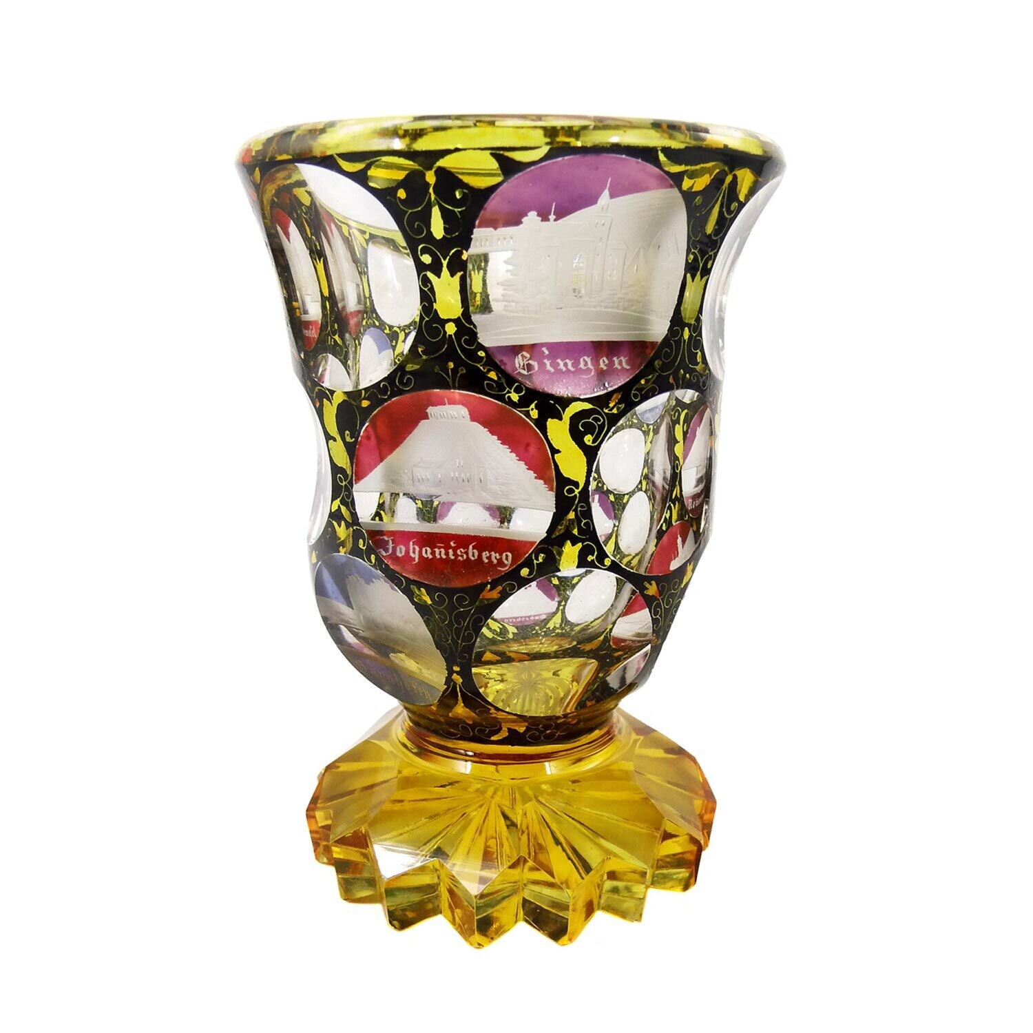 Footed cup with spheres &amp; cut views, Friedrich Egermann workshop