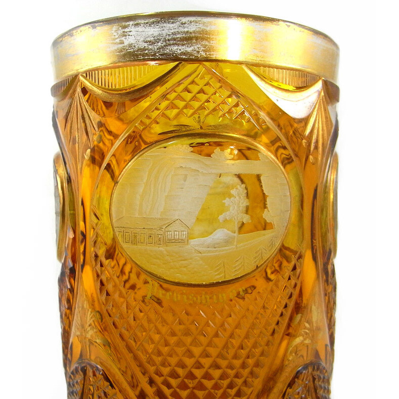Cup with silver stain and cut views, Neuwelt / Egermann around 1836